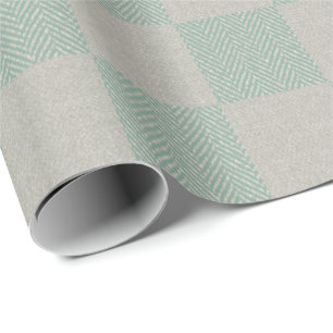 Papier Cadeau Calme Seafoam Green Gris Plaid Motif