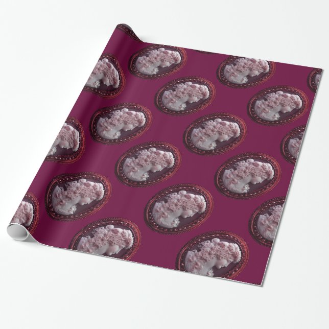 PAPIER CADEAU CAMEO ANTIQUE, DAME AUX RAISONS ET AUX GRAPEVINES (Déroulé)