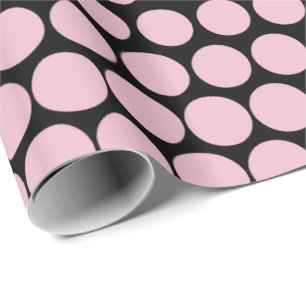Papier Cadeau Cameo Pink Poka Dot Noir moderne