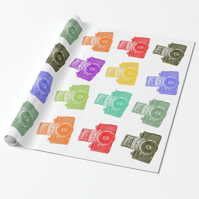 Papier Cadeau Caméras colorés (Déroulé)