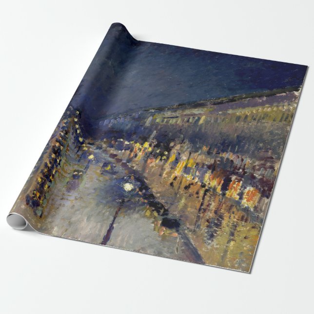 Papier Cadeau Camille Pissarro - Boulevard Montmartre en nuit (Déroulé)