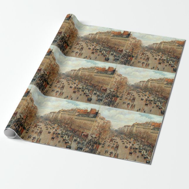 Papier Cadeau Camille Pissarro Boulevard Montmartre Peinture (Déroulé)