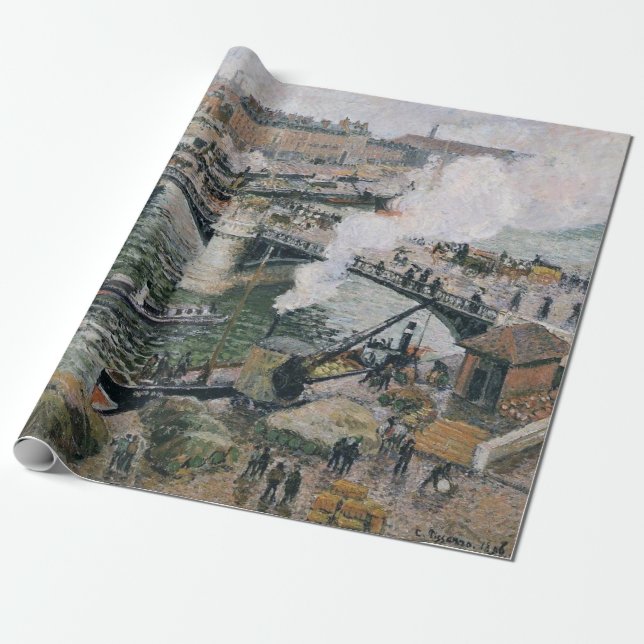 Papier Cadeau Camille Pissarro Pont Boieldieu à Rouen Peinture (Déroulé)
