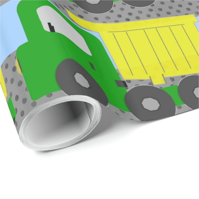 Papier Cadeau Camion à vidange jaune (Coin rond)