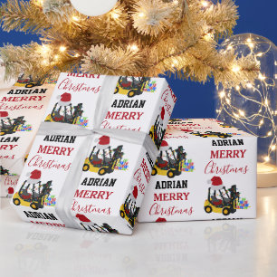 Papier Cadeau Camion chariot élévateur de Noël
