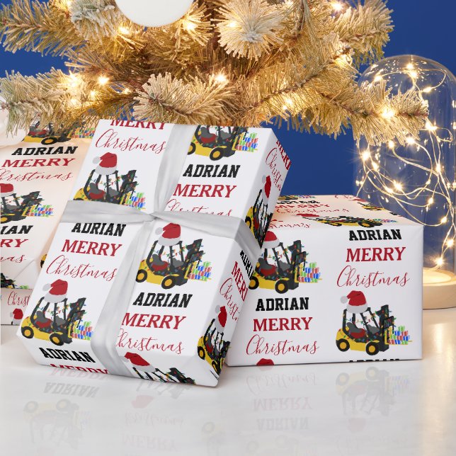 Papier Cadeau Camion chariot élévateur de Noël (Vacances)