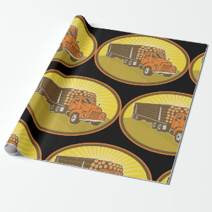 Papier Cadeau Camion de débardage Transport de bois Camionneur