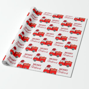Papier Cadeau Camion de feu rouge de Noël