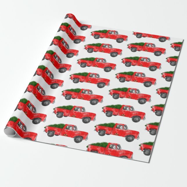 Papier Cadeau Camion de la ferme Red Christmas (Déroulé)