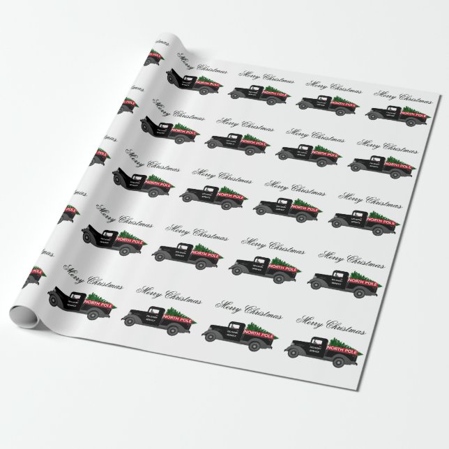 Papier Cadeau Camion de livraison du Pôle Nord - Joyeux Noël (Déroulé)