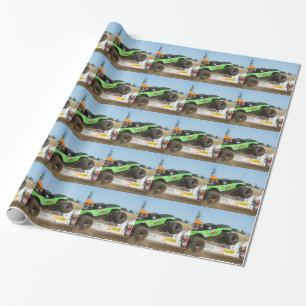 Papier Cadeau Camion de monstre vert dans l'action