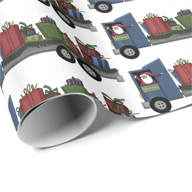 Papier Cadeau Camion de Père Noël de Noël conduisant l'enveloppe (Coin rond)