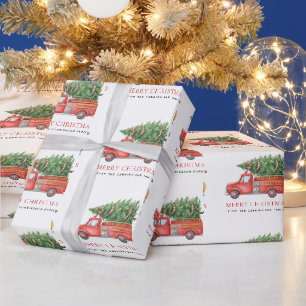 Papier Cadeau Camion de pompiers de Noël moderne personnalisé 