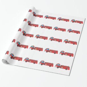 Papier Cadeau Camion de pompiers/moteur de bande dessinée