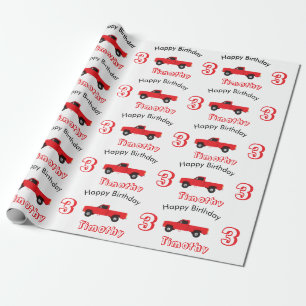 Papier Cadeau Camion de transport Nom et âge