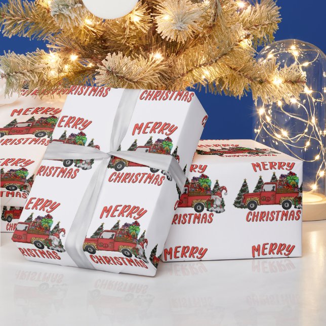 Papier Cadeau Camion Gnome Arbre de Noël (Vacances)