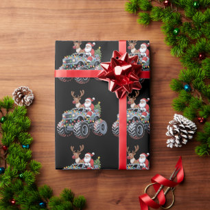 Papier Cadeau Camion monstre Noël Santa Renne Fêtes 