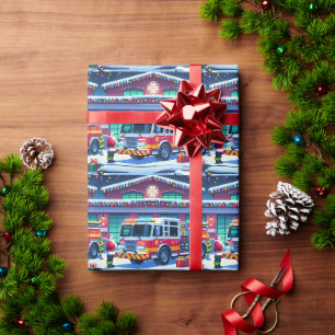 Papier Cadeau Camion Père Noël et sapin de Noël