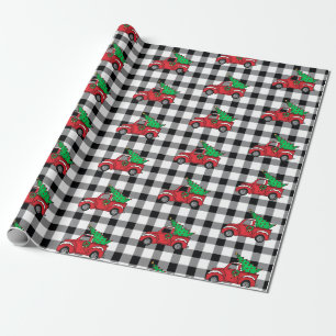 Papier Cadeau Camion rouge Noir White Buffalo Check Motif Wr
