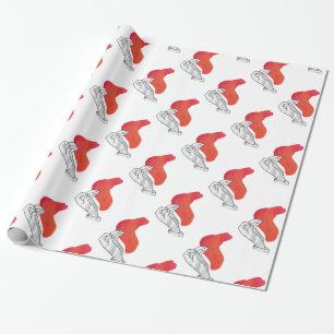 Papier Cadeau Camion Silhouette Main Rouge