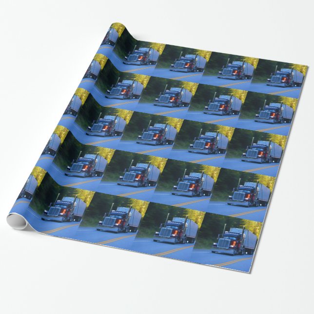 Papier Cadeau Camions, Big Rig Cargo Truck Art (Déroulé)