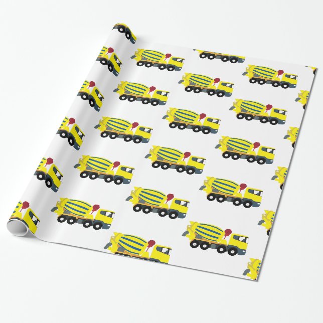 Papier Cadeau Camions de construction Camions en ciment en béton (Déroulé)
