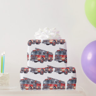 Papier Cadeau Camions de pompiers rouges