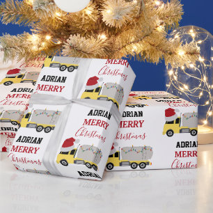 Papier Cadeau Camions de transport de camion de Noël