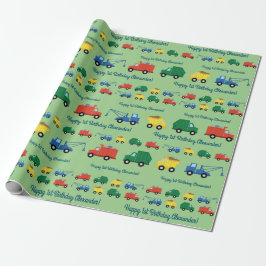 Papier Cadeau Camions Voitures Cute 1er Anniversaire Thème de fê