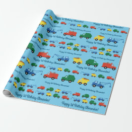 Papier Cadeau Camions Voitures Cute 1er Anniversaire Thème de fê