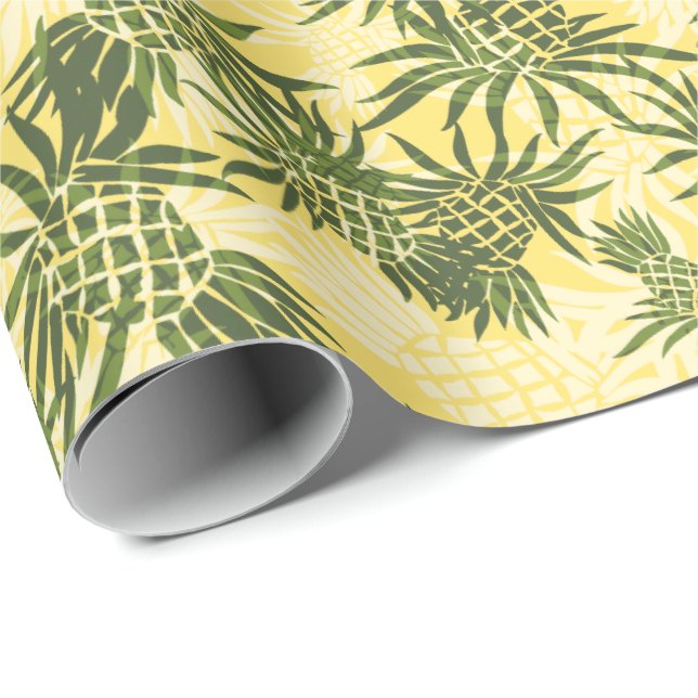 Papier Cadeau Camo d'ananas Hawaiian Tropical (Coin rond)
