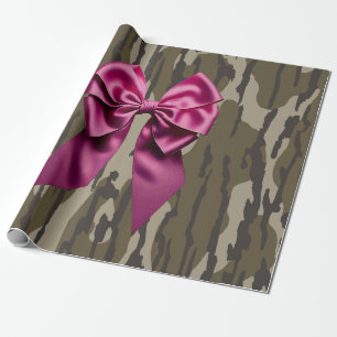 Papier Cadeau Camo Fille Ruban Rose Arc Bas Camo Bottom Lands