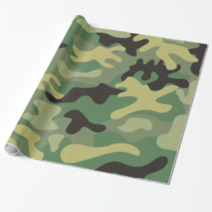 Papier Cadeau Camo Green   Armée fête d'anniversaire