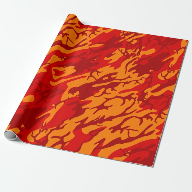 Papier Cadeau Camo rouge lave (Déroulé)