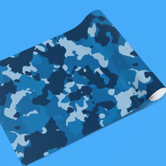 Papier Cadeau Camouflage Camo Marine Bleue (Créateur téléchargé)