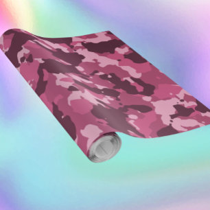 Papier Cadeau Camouflage Camo Rose Militaire
