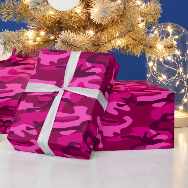 Papier Cadeau Camouflage Camouflage Fuchsia rose chaud Motif (Vacances)
