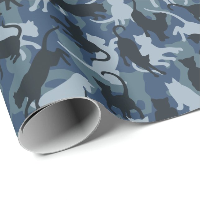 Papier Cadeau Camouflage de la Marine des Chats (Coin rond)