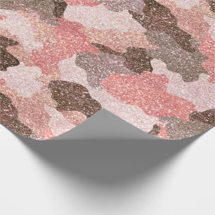 Papier Cadeau Camouflage d'or Rose Faux Parties scintillant Camo