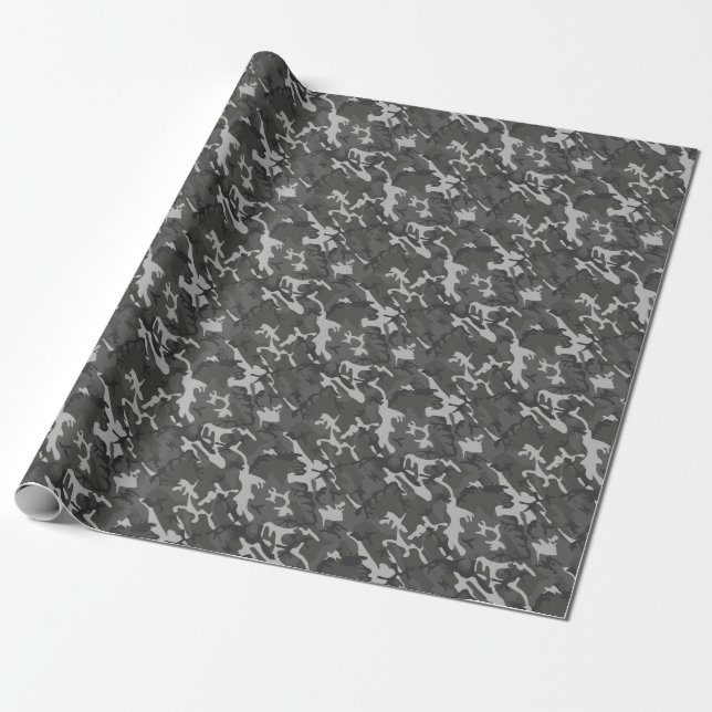 Papier Cadeau Camouflage extérieur moderne Grey Camo (Déroulé)