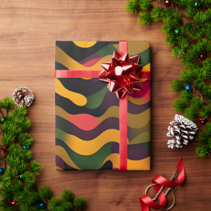 Papier Cadeau Camouflage Femme rose verte Motif arc-en-ciel