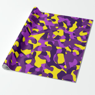 Papier Cadeau Camouflage jaune pourpre Motif d'impression