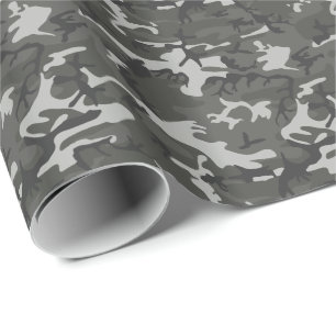 Papier Cadeau Camouflage militaire gris moderne