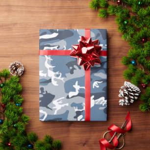 Papier Cadeau Camouflage neige hivernale bleue, Militaire, Armée