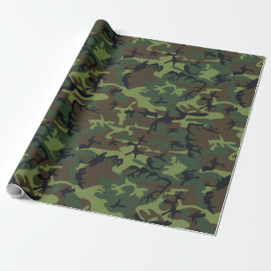 Papier Cadeau Camouflage noir Brown vert de chasse
