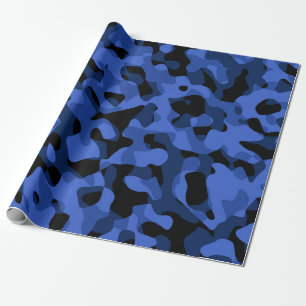Papier Cadeau Camouflage noir et bleu Motif d'impression
