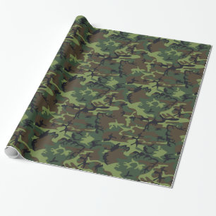 Papier Cadeau Camouflage numérique texturé vert et Brown