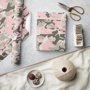 Papier Cadeau Camouflage rose et vert, Militaire, Armée