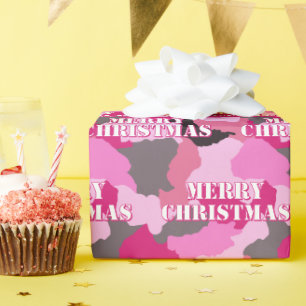 Papier Cadeau Camouflage rose Personnalisé Joyeux Noël