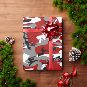 Papier Cadeau Camouflage rouge et gris, Militaire, Armée